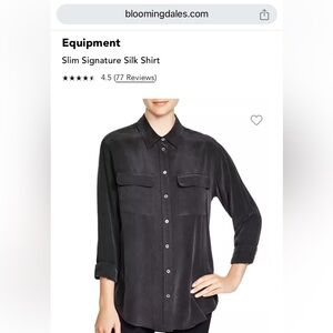 Equipment Slim Signature Silk Shirt- Black